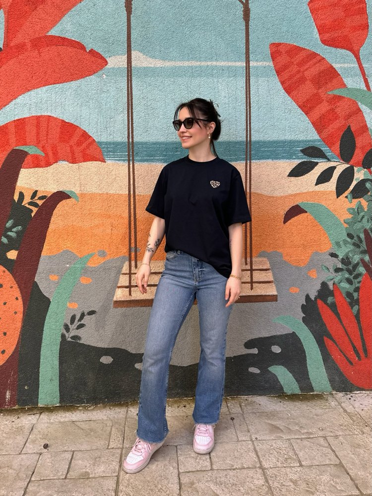 Leopar Kalp Detaylı T-Shirt